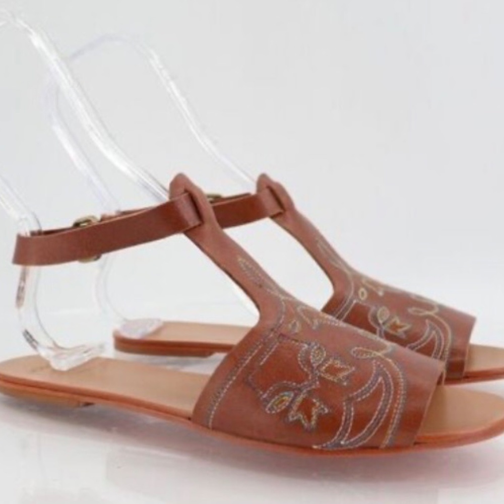 The GREAT brown leather western embroidered sandals size 7 - Picture 9 of 9